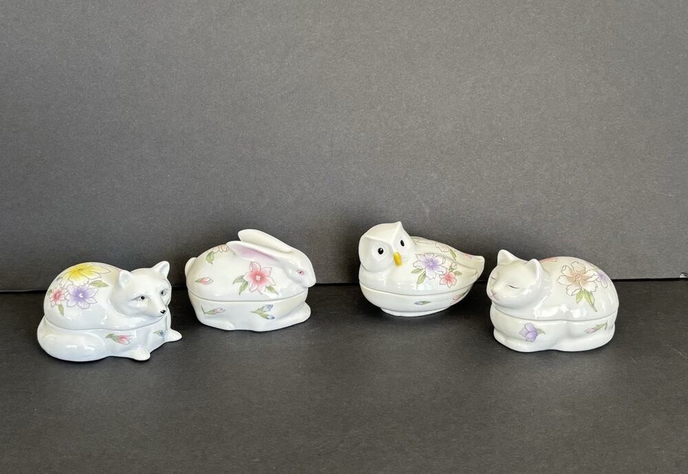 VTG Heritage House Animals Limited Edition Wind-Up Music Trinket Boxes Lot of 4